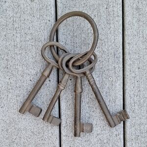 Antique-Style Iron Skeleton Keys on Ring - Rustic Brown